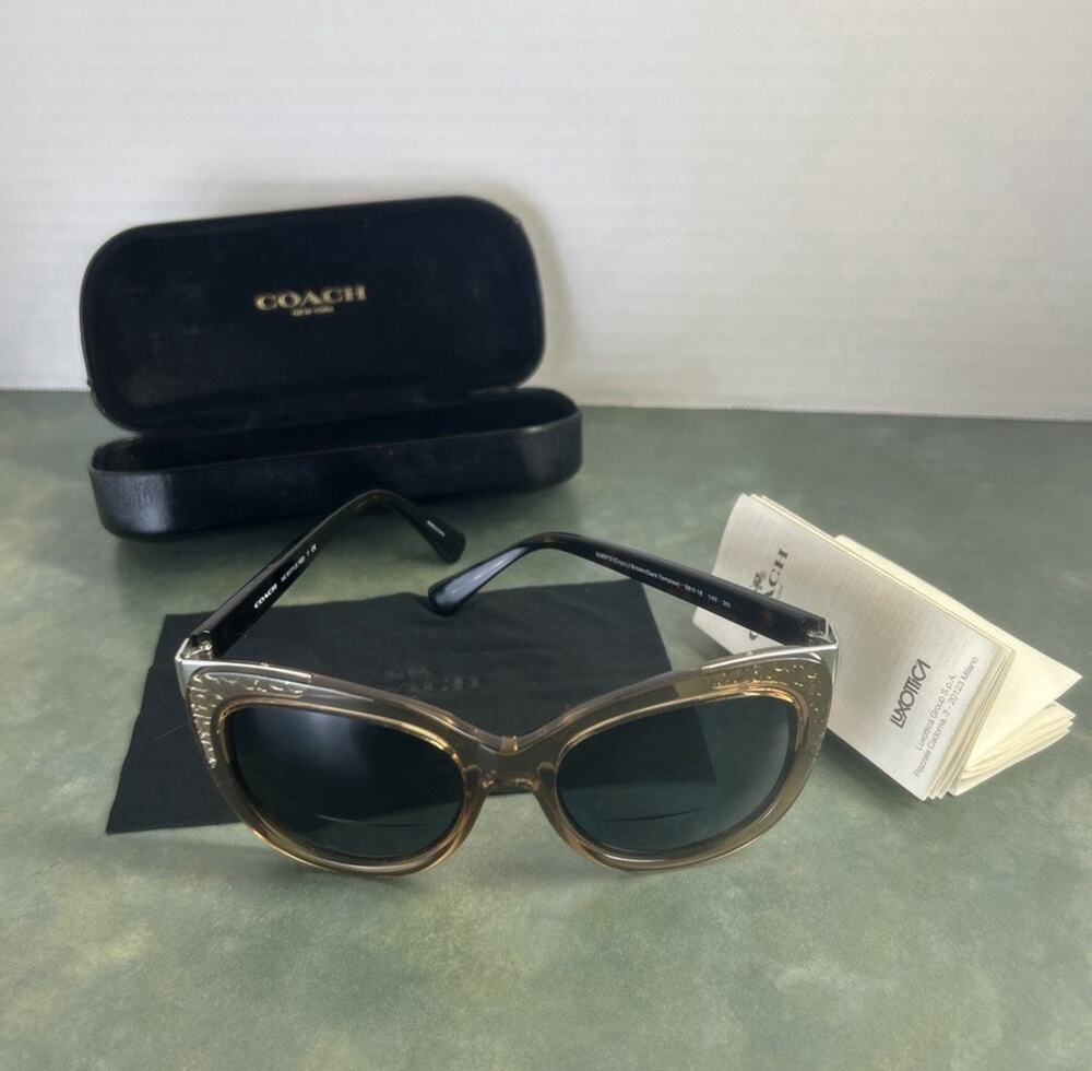 Coach Sunglasses FRAMES ONLY Brown Tortoise Case As-Is READ Replace Lenses